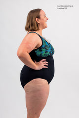 Woman's Empowered Swimwear - One Piece - Beach Wilderness / Black