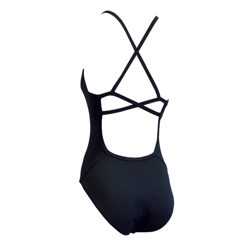 Basic Black Girls Chlorine Proof One Piece Back Strap's. Australian Made
