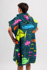Kids Sand Free Hooded Towels - Cool Fish