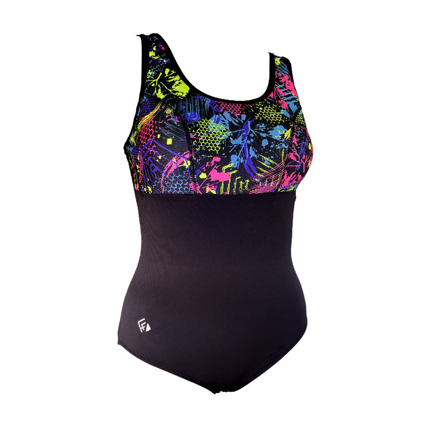 Woman's Empowered Chlorine Proof One Piece - Move It / Black