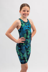 Girls Chlorine Proof Leg Suit - Beach Wilderness