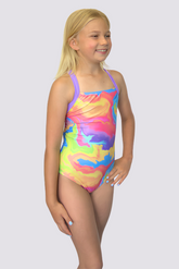 Girls Chlorine Resistant One Piece Swimsuit - Bubblegum