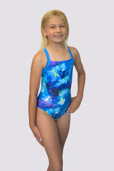 Girls Chlorine Resistant One Piece Swimsuit - Periwinkle