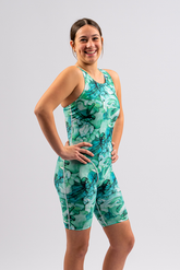 Ladies Chlorine Resistant Knee Length Swimsuit - Emerald Tide