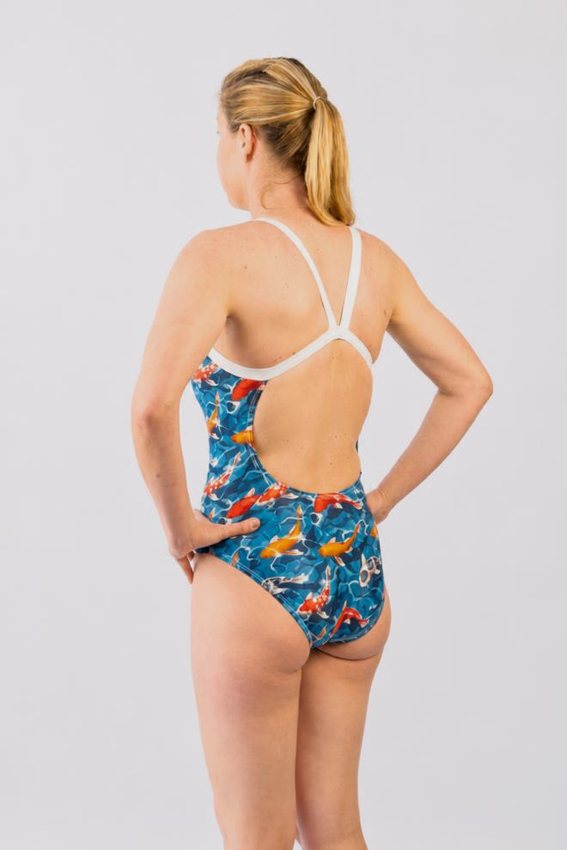 3 Second Memory ladies training swimsuit - back view showing wide support straps