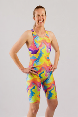 Ladies Chlorine Resistant Legsuit Swimwear -Bubblegum – Fashion Fish Swimwear