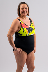 Woman's Empowered Chlorine Proof One Piece - Neon Pop/Black
