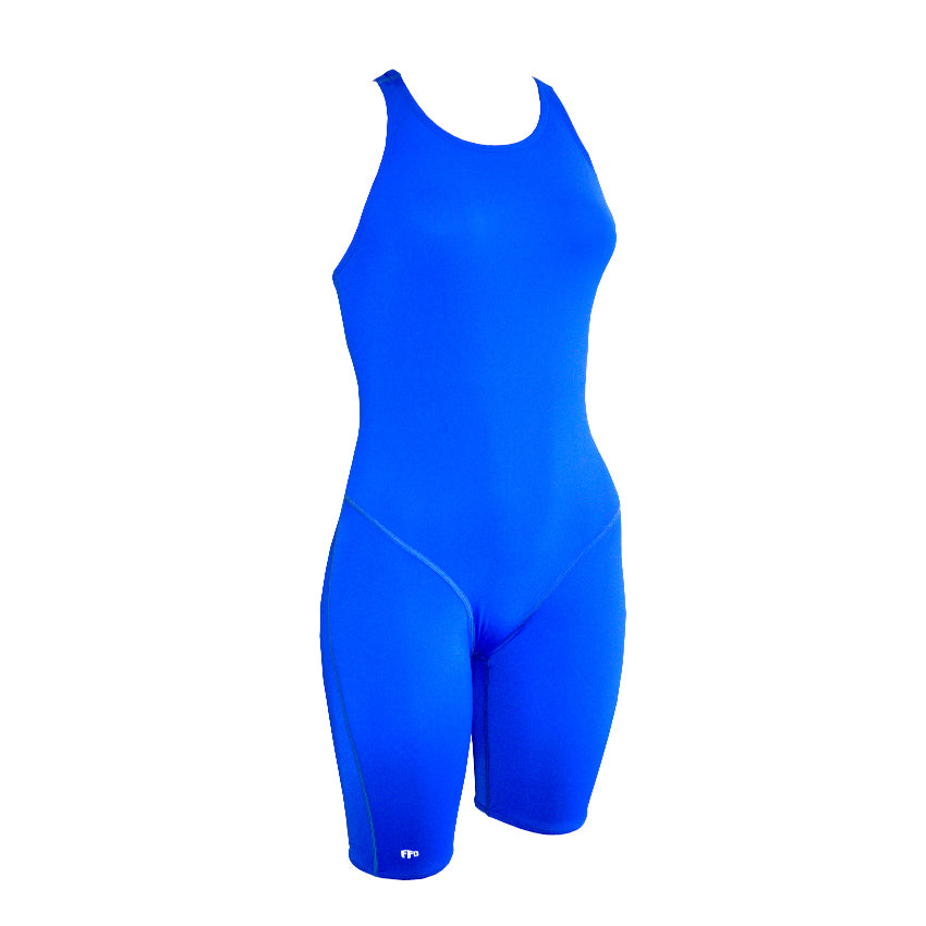 Basic Blue Girls Chlorine Proof Leg Suit. Australian Made