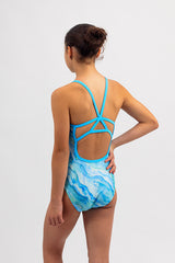 Girls Chlorine Proof One Piece Swimmers - Digital Marine
