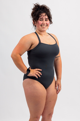 Ladies Chlorine Proof One Piece - Gunmetal Gray