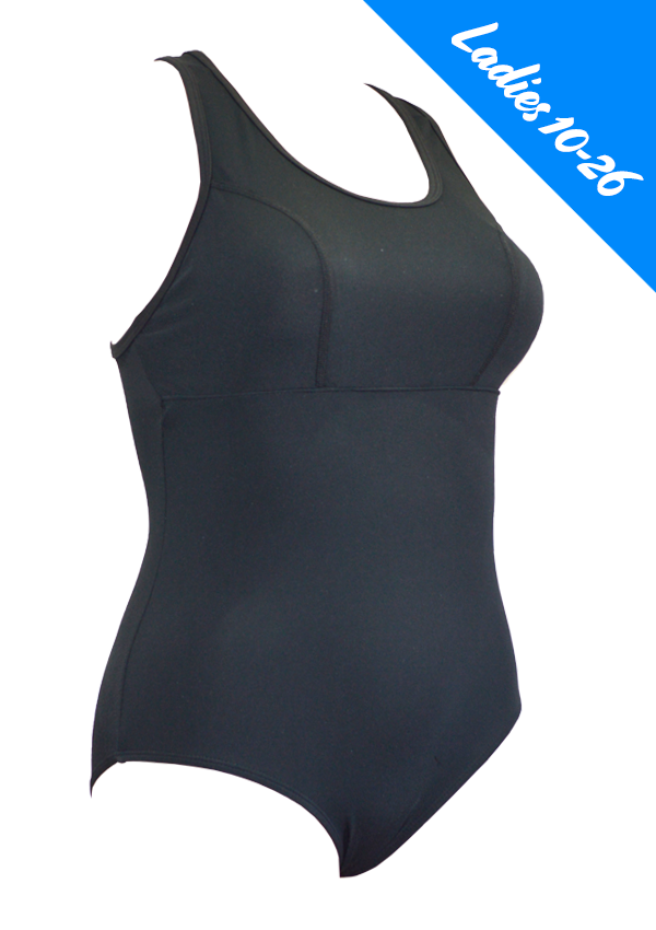 Empowered Ladies Basic Black One Piece - Fashion Fish Swimwear