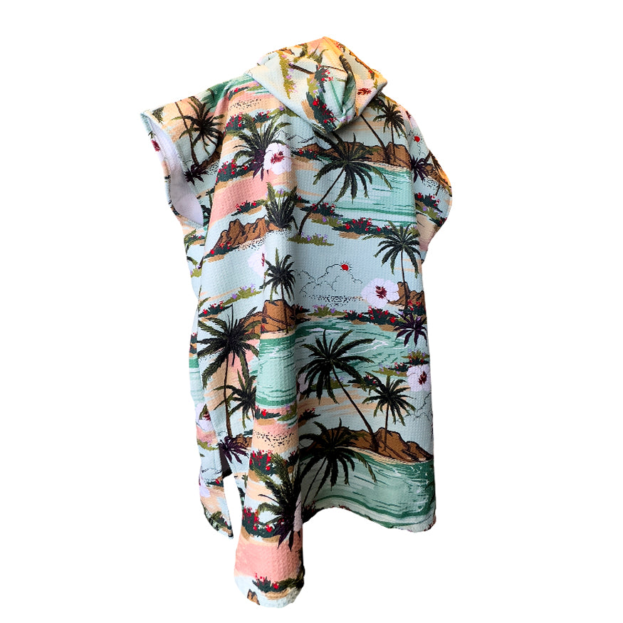 retro tropical island mint green sand free adult hooded towel. Australian