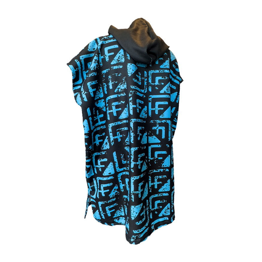 blue Fashion Fish logos sand free adult hooded towel. Australian