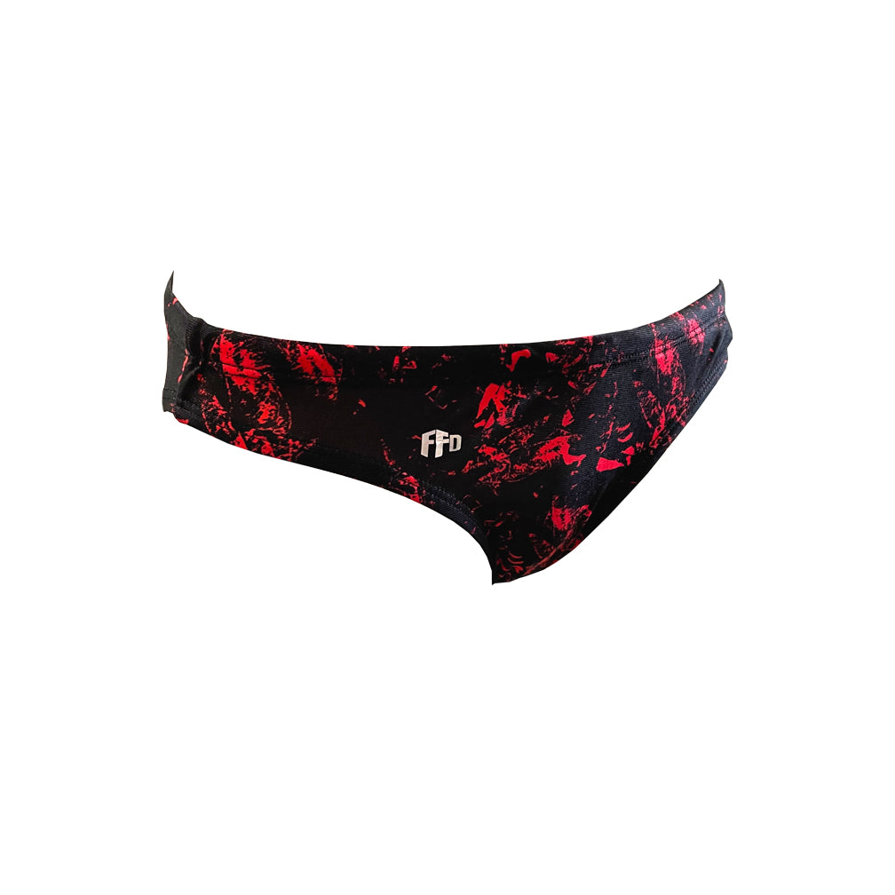 red and black tie dye Girls Chlorine Proof Two Piece Bottom