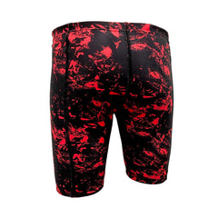 black and red tie dye boys Chlorine Proof Jammers. Australian Made