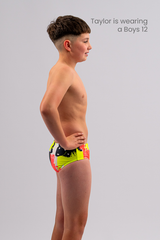 Boys Swim Briefs - Chlorine Resistant Swimwear  - Neon Pop