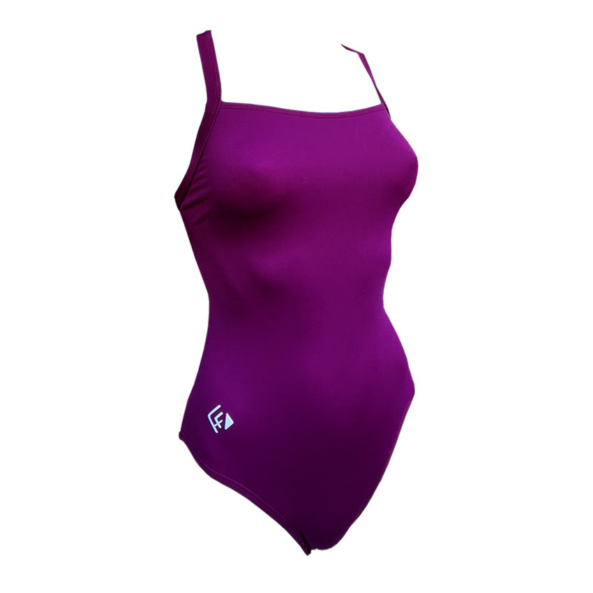 Girls Chlorine proof swimsuit, basic Burgundy colour 