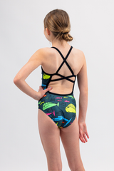 Period Swimwear - Girls / Teens One Piece Period Swimsuit - Cool Fish