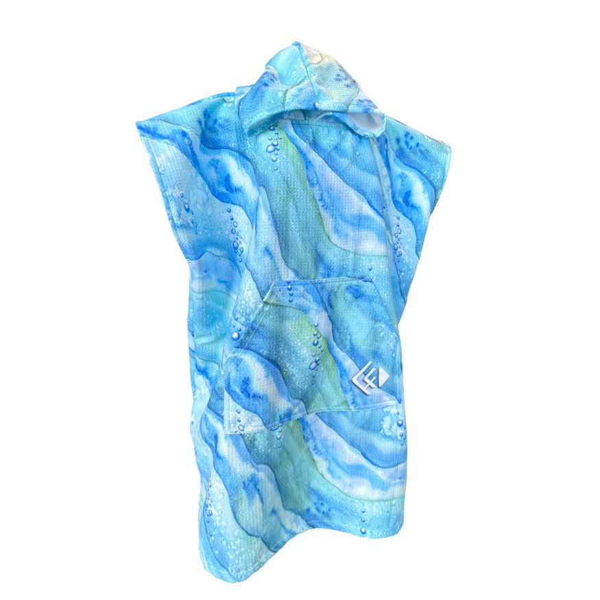 Blue sand free hooded towel , water print hooded tolwe