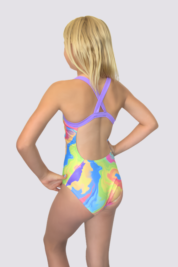 Girls Chlorine Resistant One Piece Swimsuit - Bubblegum
