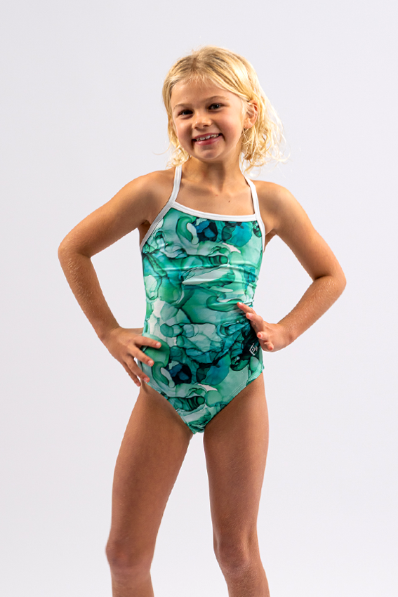 Girls Chlorine Proof One Piece - Emerald Tide