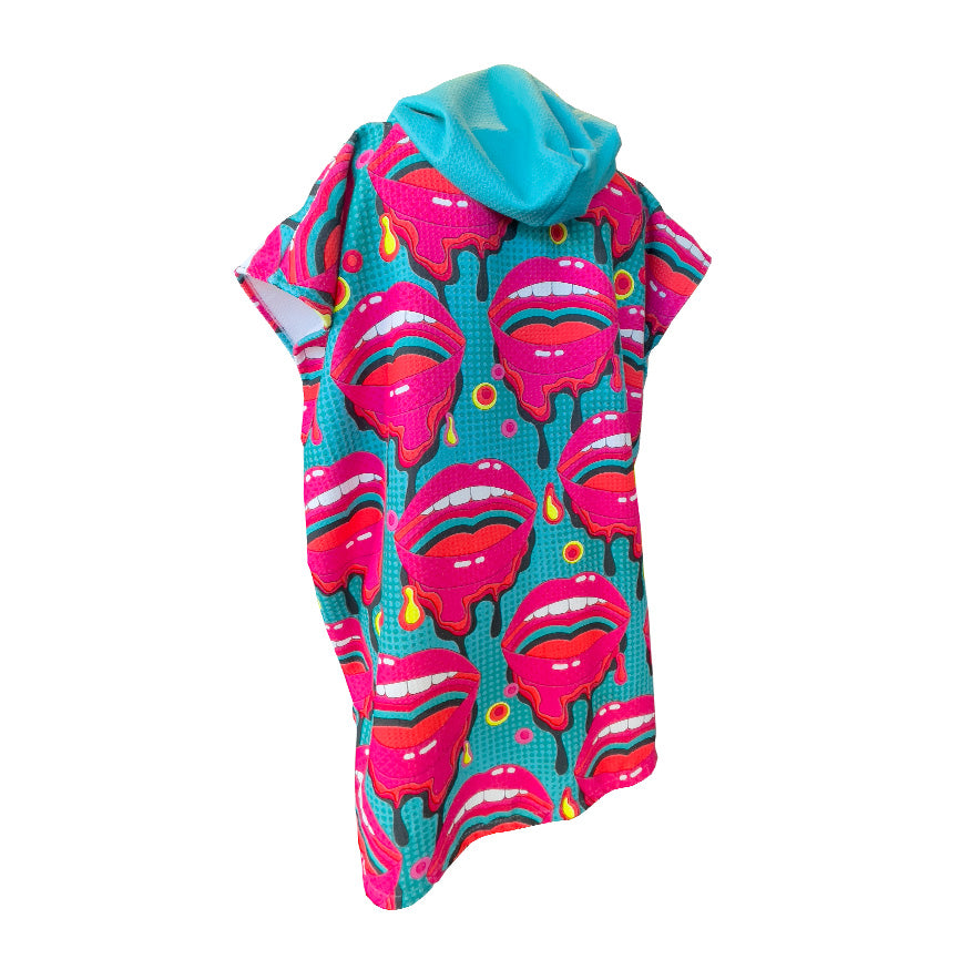 sand free hooded towel Australia - teal with pink lips - Hooded towel