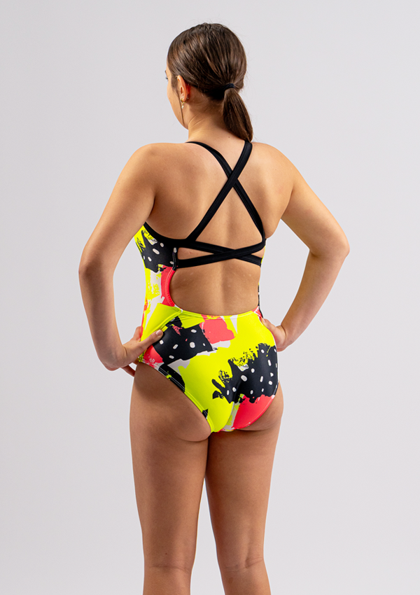 Ladies Chlorine Proof One Piece - Neon Pop