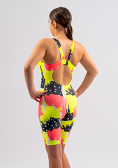 Ladies Chlorine Resistant Leg Suit - Neon Pop