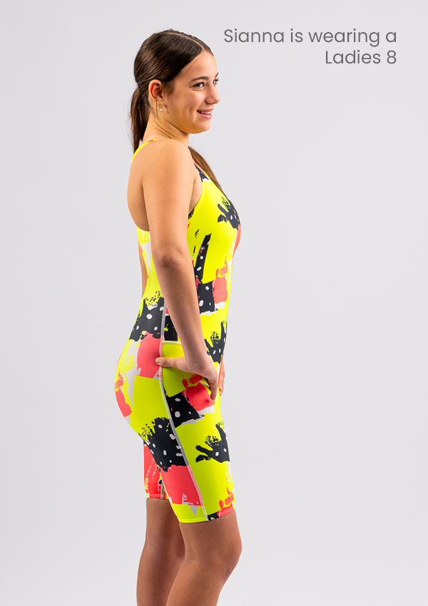 Ladies Chlorine Resistant Leg Suit - Neon Pop