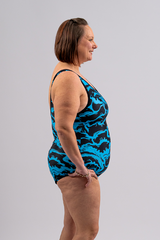 Woman's Empowered Chlorine Proof One Piece Swimsuit - Shockwave - Full Print