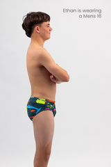 Mens Swim Briefs - Chlorine Resistant Swimwear  -Cool Fish