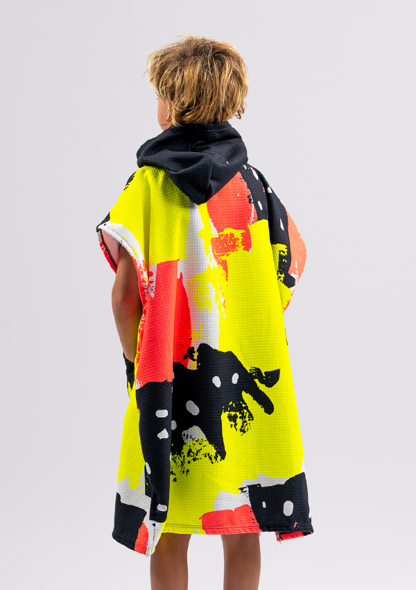 Kids Sand Free Hooded Towels - Neon Pop