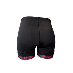 Basic Black and Red Tie Dye Girls Chlorine Proof Paddle Shorts. Australian Made
