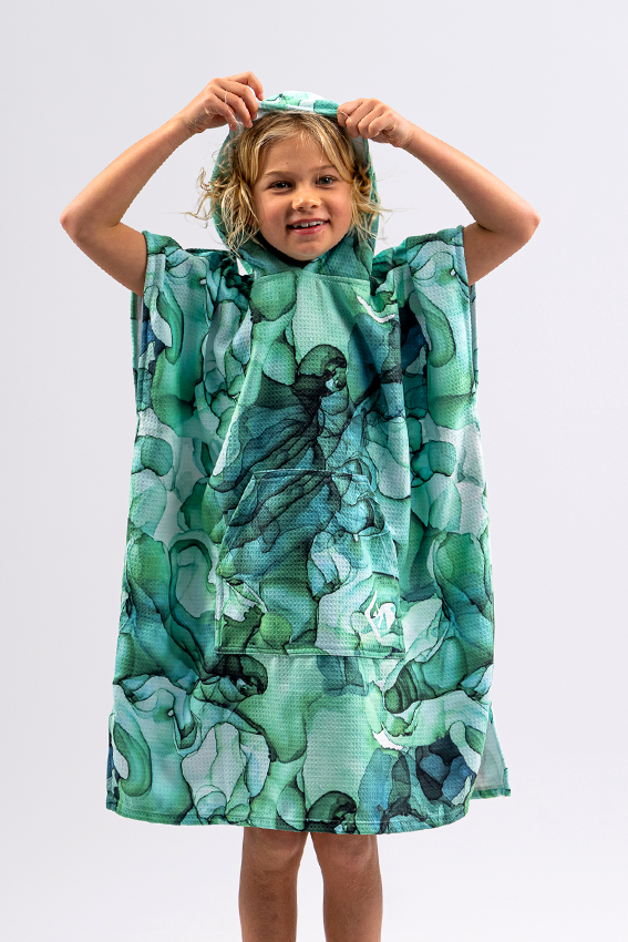 Kids Sand Free Hooded Towel - Emerald Tide