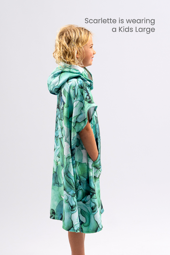 Kids Sand Free Hooded Towel - Emerald Tide