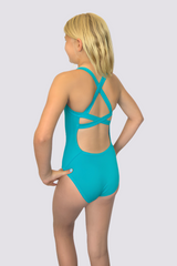 Girls Chlorine Resistant One Piece Swimsuit  - Basic Aqua