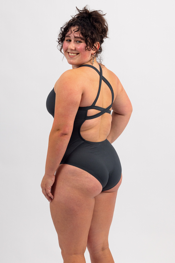 Ladies Chlorine Proof One Piece - Gunmetal Gray