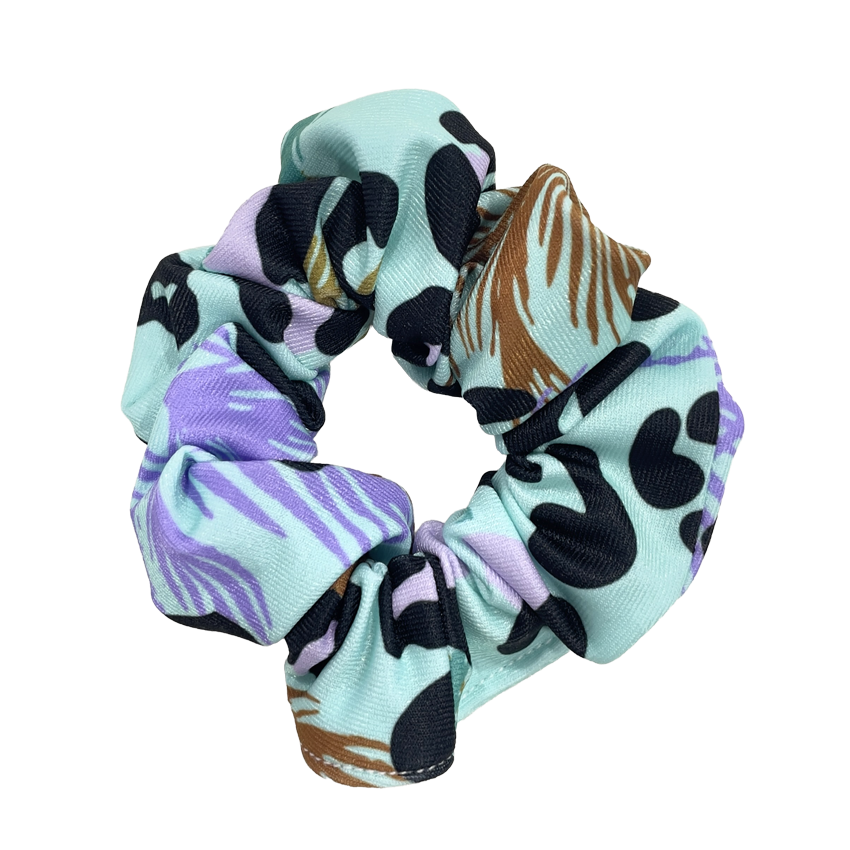 Chlorine Proof Swim Scrunchie - Leopard Lagoon