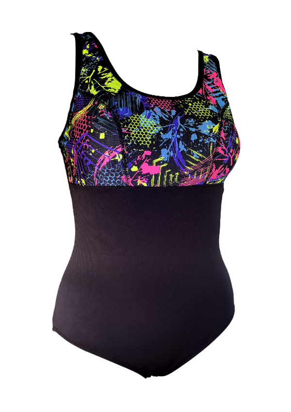 Woman's Empowered Chlorine Proof One Piece - Move It / Black