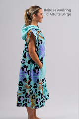Adult Hooded Towel- Sand Free Change Towel - Leopard Lagoon
