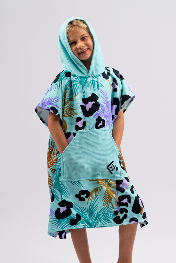 Kids Sand Free Hooded Beach Towels - Leopard Lagoon