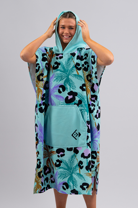 Adult Hooded Towel- Sand Free Change Towel - Leopard Lagoon