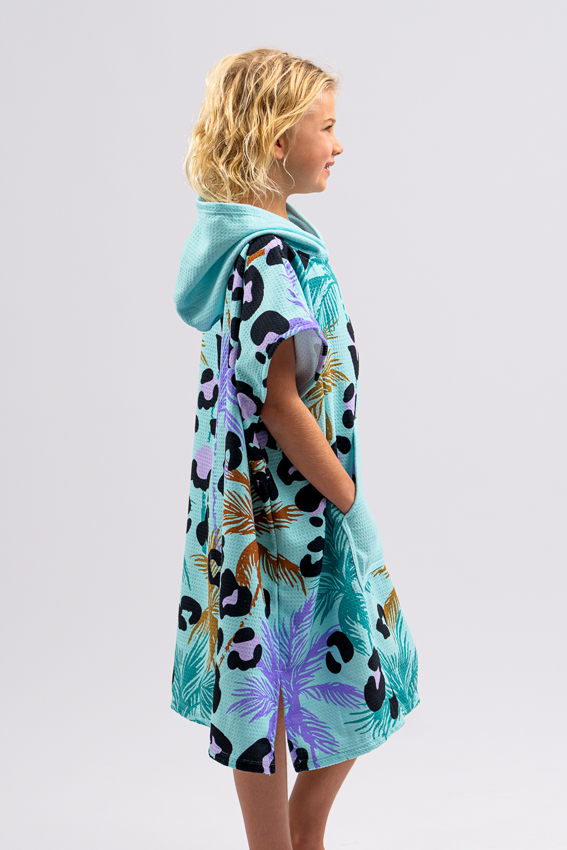 Kids Sand Free Hooded Beach Towels - Leopard Lagoon