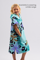 Kids Sand Free Hooded Beach Towels - Leopard Lagoon