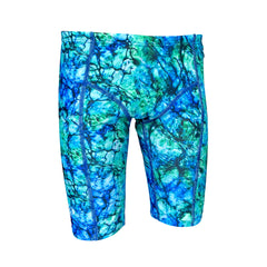 blue and green water print boys Chlorine Proof Jammers. Australian Made