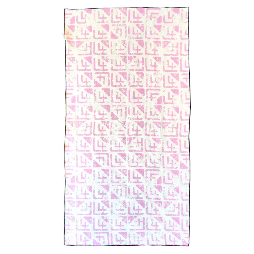 Pink Fashion Fish logos back print sand free beach towel. Australia Made