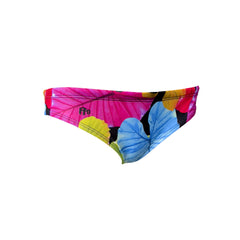 multi colour leaves with black background Girls Chlorine Proof Two Piece Bottom. Australian Made
